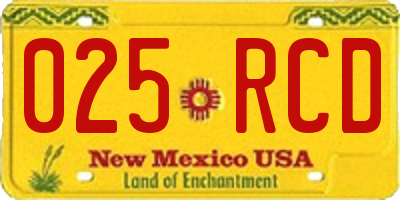 NM license plate 025RCD