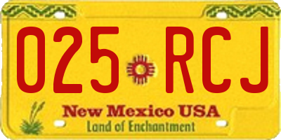 NM license plate 025RCJ