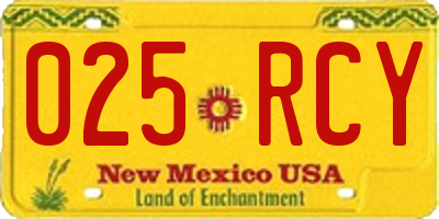 NM license plate 025RCY