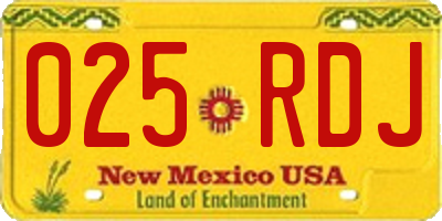 NM license plate 025RDJ