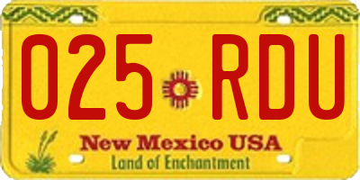 NM license plate 025RDU