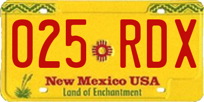 NM license plate 025RDX