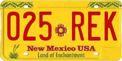 NM license plate 025REK
