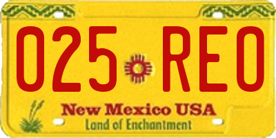 NM license plate 025REO