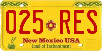 NM license plate 025RES