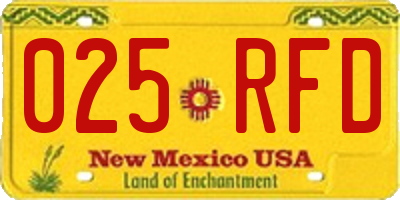 NM license plate 025RFD