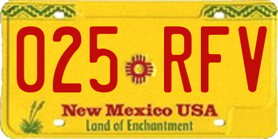 NM license plate 025RFV