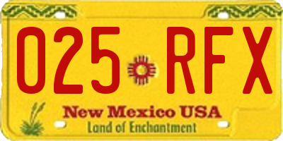 NM license plate 025RFX