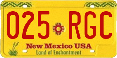 NM license plate 025RGC