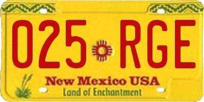 NM license plate 025RGE