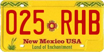 NM license plate 025RHB