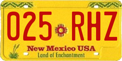 NM license plate 025RHZ