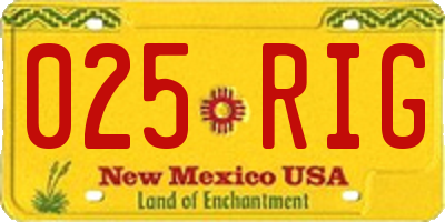 NM license plate 025RIG