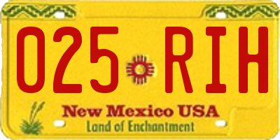 NM license plate 025RIH