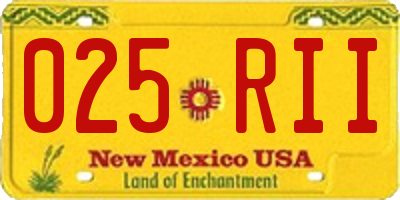 NM license plate 025RII