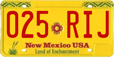 NM license plate 025RIJ
