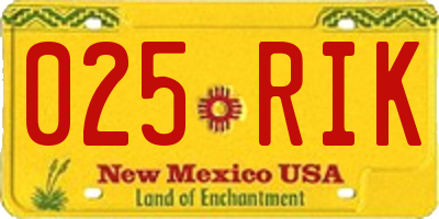 NM license plate 025RIK