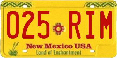 NM license plate 025RIM