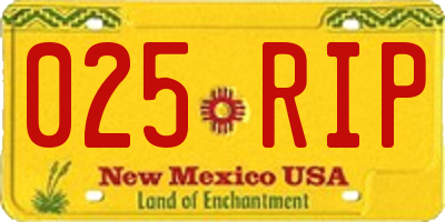 NM license plate 025RIP