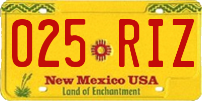 NM license plate 025RIZ