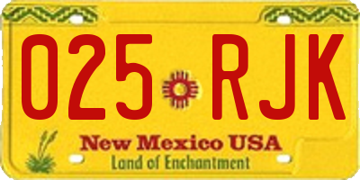 NM license plate 025RJK