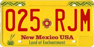 NM license plate 025RJM