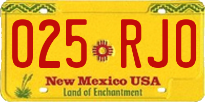 NM license plate 025RJO