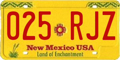 NM license plate 025RJZ