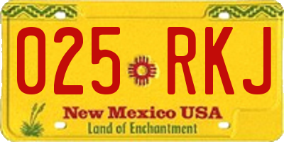 NM license plate 025RKJ