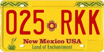 NM license plate 025RKK