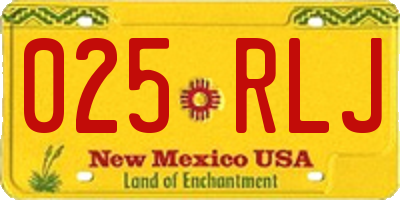 NM license plate 025RLJ