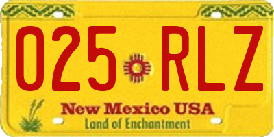 NM license plate 025RLZ