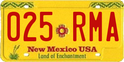 NM license plate 025RMA
