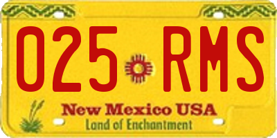 NM license plate 025RMS