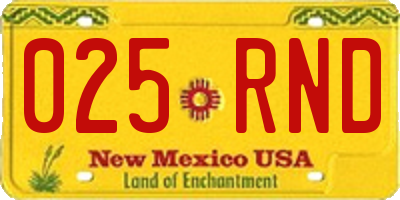 NM license plate 025RND
