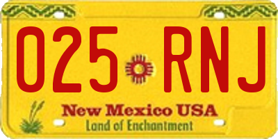 NM license plate 025RNJ