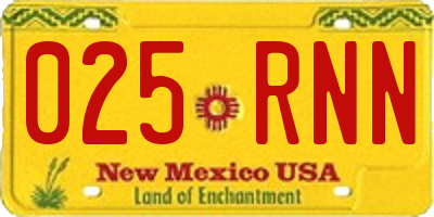 NM license plate 025RNN