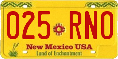 NM license plate 025RNO