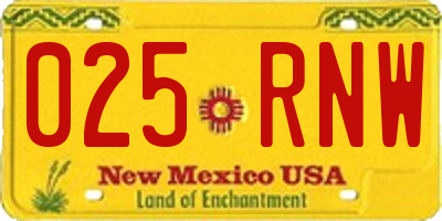 NM license plate 025RNW
