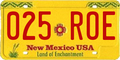 NM license plate 025ROE