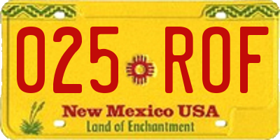 NM license plate 025ROF