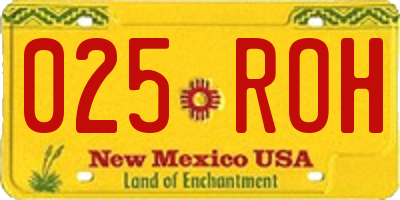 NM license plate 025ROH