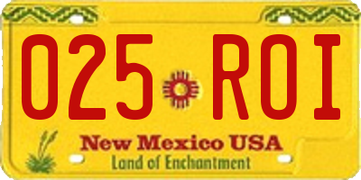 NM license plate 025ROI