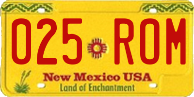 NM license plate 025ROM
