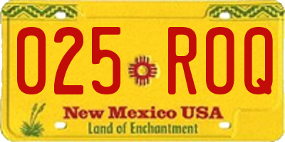 NM license plate 025ROQ