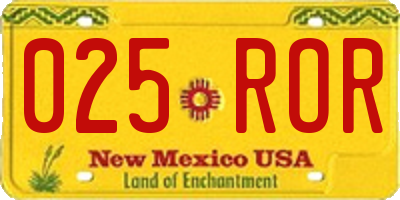 NM license plate 025ROR
