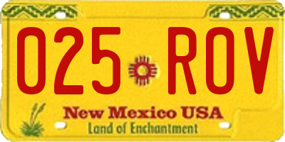 NM license plate 025ROV