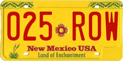 NM license plate 025ROW
