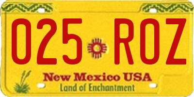 NM license plate 025ROZ