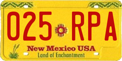 NM license plate 025RPA